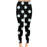 Polka Dots - Bubbles Cyan on Black Women s Leggings