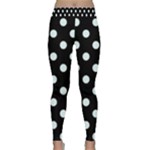Polka Dots - Bubbles Cyan on Black Yoga Leggings