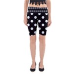 Polka Dots - Bubbles Cyan on Black Yoga Cropped Leggings