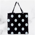 Polka Dots - Bubbles Cyan on Black Grocery Tote Bag