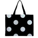 Polka Dots - Bubbles Cyan on Black Zipper Mini Tote Bag