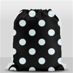 Polka Dots - Bubbles Cyan on Black Drawstring Bag (Small)
