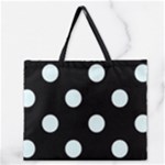 Polka Dots - Bubbles Cyan on Black Zipper Large Tote Bag