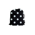Polka Dots - Bubbles Cyan on Black Drawstring Pouch (S)