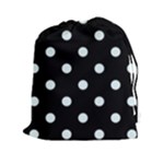 Polka Dots - Bubbles Cyan on Black Drawstring Pouch (XXl)