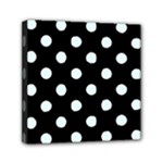 Polka Dots - Bubbles Cyan on Black Mini Canvas 6  x 6  (Stretched)
