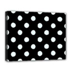 Polka Dots - Bubbles Cyan on Black Canvas 14  x 11  (Stretched)