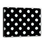 Polka Dots - Bubbles Cyan on Black Canvas 16  x 12  (Stretched)