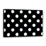 Polka Dots - Bubbles Cyan on Black Canvas 18  x 12  (Stretched)