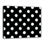 Polka Dots - Bubbles Cyan on Black Canvas 20  x 16  (Stretched)