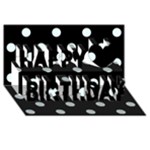Polka Dots - Bubbles Cyan on Black Happy Birthday 3D Greeting Card (8x4)