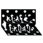 Polka Dots - Bubbles Cyan on Black Best Friends 3D Greeting Card (8x4)