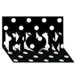 Polka Dots - Bubbles Cyan on Black MOM 3D Greeting Card (8x4)