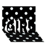 Polka Dots - Bubbles Cyan on Black GIRL 3D Greeting Card (7x5)