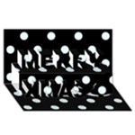 Polka Dots - Bubbles Cyan on Black Merry Xmas 3D Greeting Card (8x4)