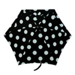 Polka Dots - Bubbles Cyan on Black Mini Umbrella