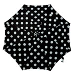 Polka Dots - Bubbles Cyan on Black Hook Handle Umbrella (Medium)