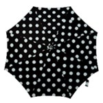 Polka Dots - Bubbles Cyan on Black Hook Handle Umbrella (Small)