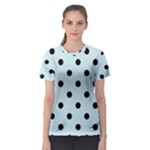 Polka Dots - Black on Light Cyan Women s Sport Mesh Tee