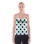 Polka Dots - Black on Light Cyan Spaghetti Strap Top