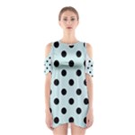Polka Dots - Black on Light Cyan Women s Cutout Shoulder Dress