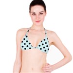 Polka Dots - Black on Light Cyan Bikini Top