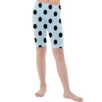 Polka Dots - Black on Light Cyan Kid s Mid Length Swim Shorts