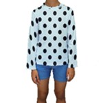 Polka Dots - Black on Light Cyan Kid s Long Sleeve Swimwear