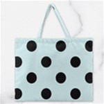 Polka Dots - Black on Light Cyan Zipper Large Tote Bag