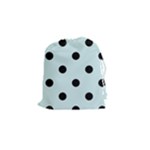 Polka Dots - Black on Light Cyan Drawstring Pouch (S)