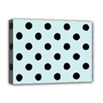 Polka Dots - Black on Light Cyan Deluxe Canvas 16  x 12  (Stretched)
