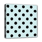 Polka Dots - Black on Light Cyan Mini Canvas 8  x 8  (Stretched)