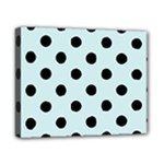 Polka Dots - Black on Light Cyan Canvas 10  x 8  (Stretched)