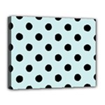 Polka Dots - Black on Light Cyan Canvas 14  x 11  (Stretched)