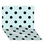 Polka Dots - Black on Light Cyan Heart Bottom 3D Greeting Card (7x5)