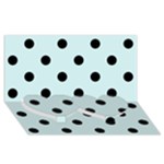 Polka Dots - Black on Light Cyan Twin Heart Bottom 3D Greeting Card (8x4)