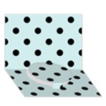 Polka Dots - Black on Light Cyan Circle Bottom 3D Greeting Card (7x5)