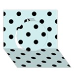 Polka Dots - Black on Light Cyan Circle 3D Greeting Card (7x5)