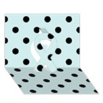 Polka Dots - Black on Light Cyan Ribbon 3D Greeting Card (7x5)