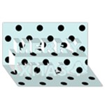 Polka Dots - Black on Light Cyan Merry Xmas 3D Greeting Card (8x4)