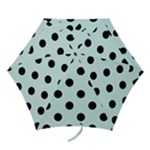 Polka Dots - Black on Light Cyan Mini Umbrella