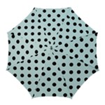 Polka Dots - Black on Light Cyan Golf Umbrella