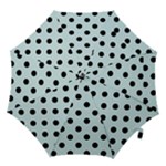 Polka Dots - Black on Light Cyan Hook Handle Umbrella (Medium)