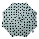 Polka Dots - Black on Light Cyan Hook Handle Umbrella (Large)