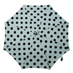 Polka Dots - Black on Light Cyan Hook Handle Umbrella (Small)