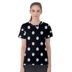 Polka Dots - Light Cyan on Black Women s Cotton Tee