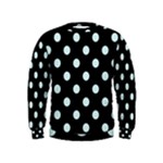Polka Dots - Light Cyan on Black Kid s Sweatshirt