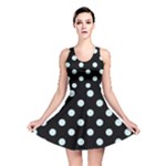 Polka Dots - Light Cyan on Black Reversible Skater Dress