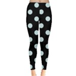 Polka Dots - Light Cyan on Black Women s Leggings