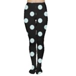 Polka Dots - Light Cyan on Black Women s Tights